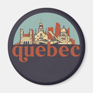 Quebec Canada Retro City Skyline Cityscape Art Magneet