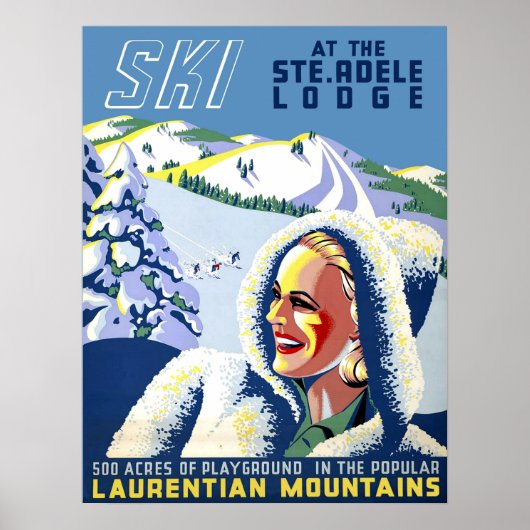 Quebec, Canada, skimeisje in Laurentian Mountain Poster (Voorkant)