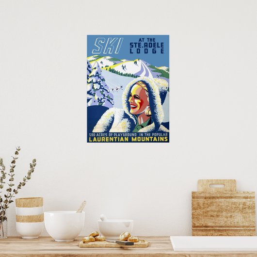 Quebec, Canada, skimeisje in Laurentian Mountain Poster (Keuken)