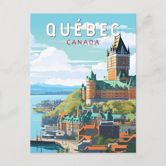Quebec Canada Travel Art Vintage Briefkaart (Voorkant)