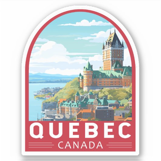 Quebec Canada Travel Art Vintage Sticker (Voorkant)