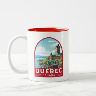Quebec Canada Travel Art Vintage Tweekleurige Koffiemok
