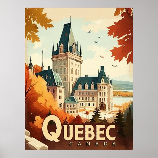 Quebec, Canada Vintage reizen Poster (Voorkant)
