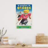 Quebec Canada Vintage Ski-poster - Ingelijst Poster (Keuken)