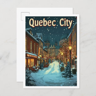 Quebec City Canada Art Vintage Travel Illustratie Briefkaart
