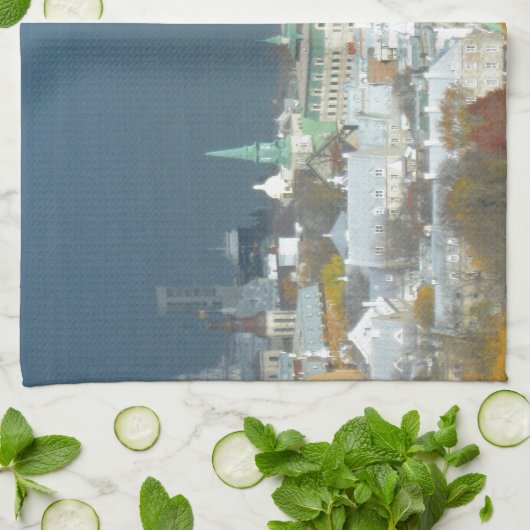 Quebec City Canada Waterfront Theedoek (Gevouwen)