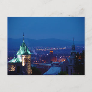 Quebec City Gate Overlook at Night Canada Briefkaa Briefkaart