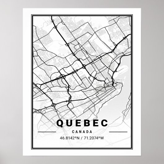 Quebec City Quebec Canada Travel City Map Poster (Voorkant)