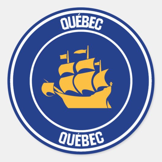 Quebec City Round Emblem Ronde Sticker (Voorkant)