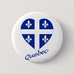 Quebec Flag Heart met naam Ronde Button 5,7 Cm