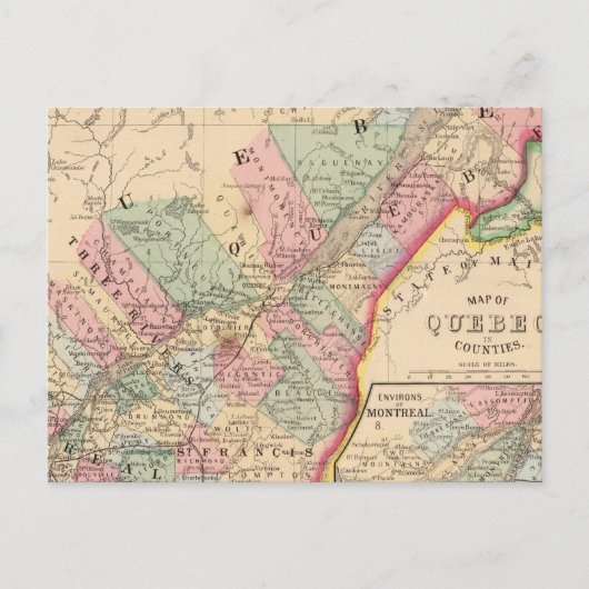 Quebec Map door Mitchell Briefkaart (Voorkant)