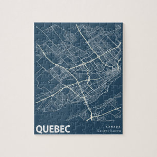 Quebec Minimalist City Map Line Art in Blue Legpuzzel