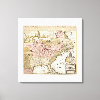 Quebec/Nouvelle-France — middeleeuwse Franse kaart Canvas Afdruk