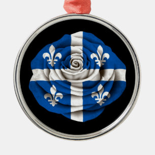 Quebec Roos vlag op zwart Metalen Ornament