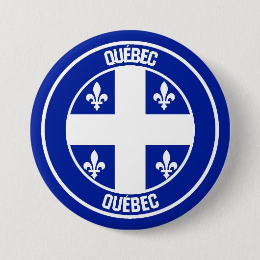 Quebec Round Emblem Ronde Button 7,6 Cm (Voorkant)