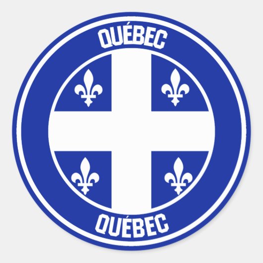 Quebec Round Emblem Ronde Sticker (Voorkant)