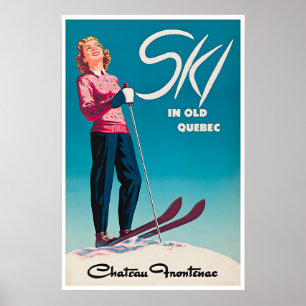 Quebec Ski-poster Canada Reis Kunst Chateau Poster
