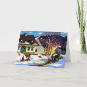 Quebec Village Street, Winter Clarence Gagnon Kaart