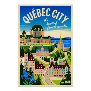Québec Ville Canada Art de Affiche de Voyage Rétro