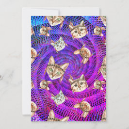 Quebecois Verjaardag Hippie kat hoofden psychedeli Feestdagenkaart