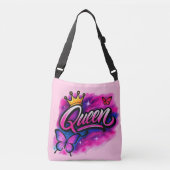 Queen Airbrush Graffiti Crown & Butterfly Canvas t Crossbody Tas (Voorkant)