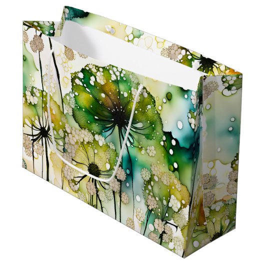 Queen Anne's Lace en Bubbles Abstract Groot Cadeauzakje (Voorkant Gekanteld)