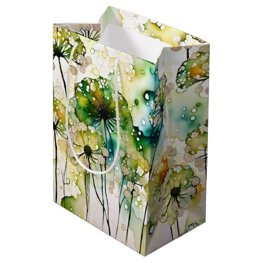Queen Anne's Lace en Bubbles Abstract Medium Cadeauzakje (Achterkant Gekanteld)