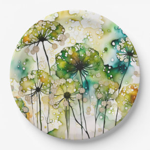 Queen Anne's Lace en Bubbles Abstract Papieren Bordje