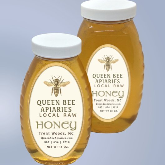 Queen Bee 32 oz Queenline Jar Honey Étiquette Gold