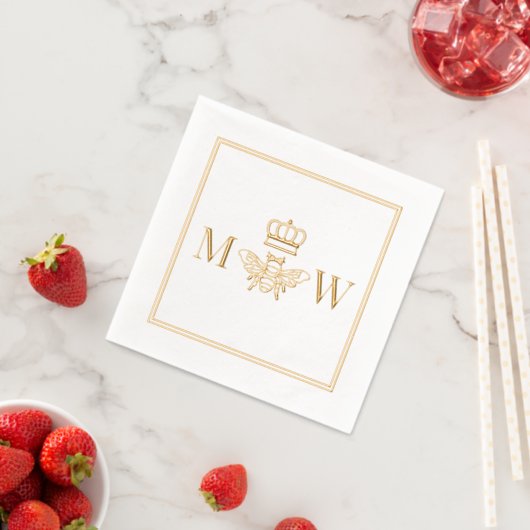 Queen Bee Avec Couronne Couple 2 Monogramme Initia (Insitu (Fraise))