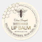 Queen Bee Beeswax Lip Balm Label Honingraat (Voorkant)