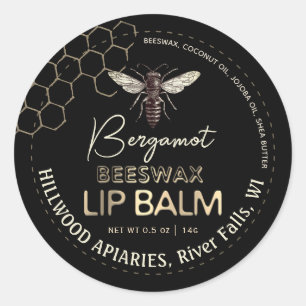 Queen Bee Beeswax Lip Balm Label Honingraat