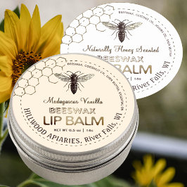 Queen Bee Beeswax Lip Balm Label Honingraat
