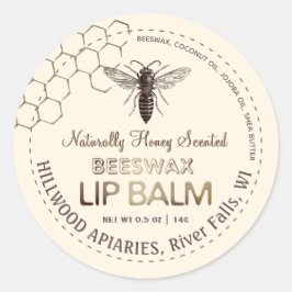 Queen Bee Beeswax Lip Balm Label Honingraat