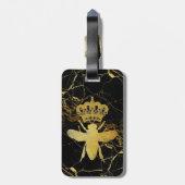 QUEEN BEE Black & Gold Marble BAGAGELABEL (Achterkant verticaal)