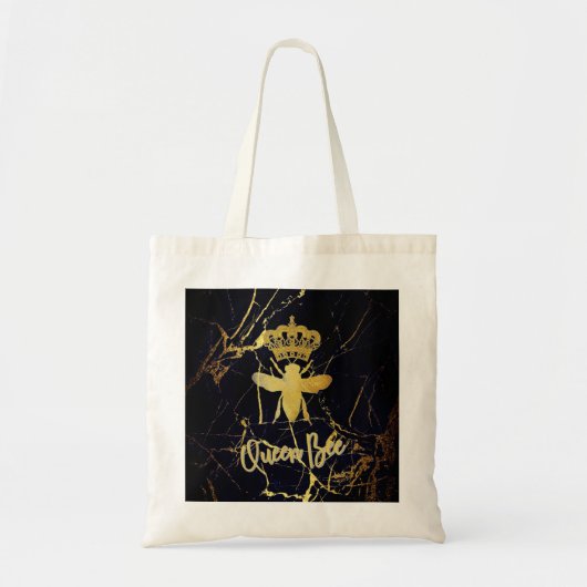 QUEEN BEE Black & Gold Marble CANVAS TAS (Voorkant)