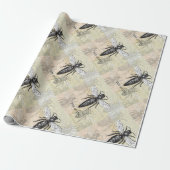 Queen Bee Bug Insect Antiek Illustratie Cadeaupapier (Uitgerold)