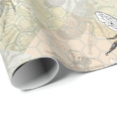 Queen Bee Bug Insect Antiek Illustratie Cadeaupapier (Rol Hoek)