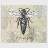Queen Bee Bug Insect Antiek Illustratie Cadeaupapier (Vlak)