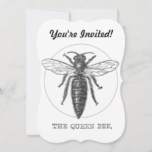 Queen Bee Bug Insect Antiek Illustratie Kaart