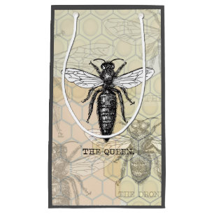 Queen Bee Bug Insect Antiek Illustratie Klein Cadeauzakje
