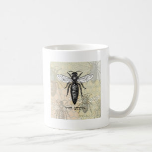 Queen Bee Bug Insect Antiek Illustratie Koffiemok
