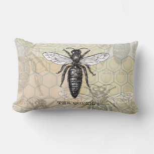 Queen Bee Bug Insect Antiek Illustratie Kussen