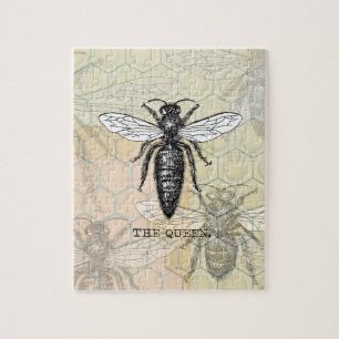 Queen Bee Bug Insect Antiek Illustratie Legpuzzel