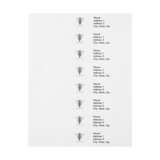 Queen Bee Bug Insect Antiek Illustratie Omwikkelbaar Adreslabel (Vel)