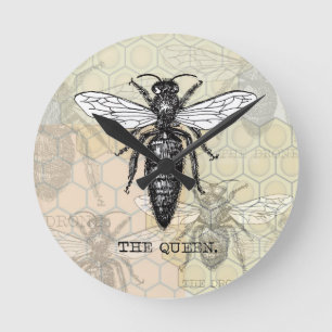 Queen Bee Bug Insect Antiek Illustratie Ronde Klok