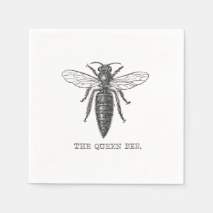 Queen Bee Bug Insect Antiek Illustratie Servetten