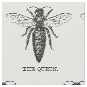 Queen Bee Bug Insect Antiek Illustratie Stof