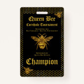 Queen Bee Cornhole Tournament Fundraiser Champion Badge (Voorkant)