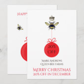 Queen Bee Crown Honey Carte blanche de vacances d' (Devant / Derrière)